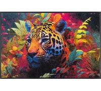 wash+dry Alfombra, Design Leopy McLeopard 50x75cm, Adecuada para Interiores y Exteriores, Lavable, Multicolor