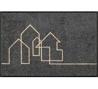 wash+dry Alfombra, Design Linestreet 40x60cm, Adecuada para Interiores y Exteriores, Lavable, Gris