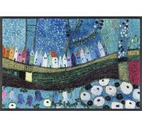 Wash+Dry Alfombra Stadt in Blau 40x60cm, Adecuada para Interiores y Exteriores, Lavable