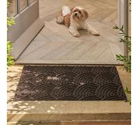 Wash+Dry Dune Waves Dark Brown 60x90cm, Adecuada para Interiores y Exteriores, Lavable