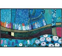 Wash+Dry Stadt in Blau Felpudo, Acrílico, Multicolor, 50x75x0.7 cm