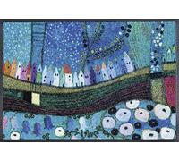 Wash+Dry Stadt in Blau Felpudo, Acrílico, Multicolor, 75x120x0.7 cm