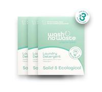 Wash no Waste - PACK 3. Tiras de Detergente para lavadora (192 lavados). Hipoalergénico y Biodegradable. Efecto suavizante. Gran poder de limpieza. Vegano y Cruelty Free. Plastic free. (Sin fragancia)