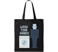 Wash Your Hands Frankenstein's Monster - Bolsa de algodón ecológico natural antibacteriano, color negro, Black, Talla única