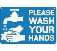 Wash Your Hands Metal Sign Vintage Warning Decor 8 X 12 in