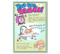 Wash Your Hands Poster for Children - Colorful Cartoon Hygiene Reminder, Laminated Teacher Supplies for Classroom & Kids Bathroom Decor(Unframed,12x18inch(30x45cm))