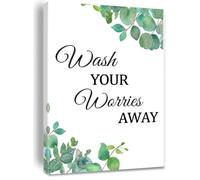 Wash Your Worries Away Botanical Canvas Art Modern Bathroom Wall Decor for Living Room Office Home(Unframed,16x24inch(40x60cm))