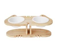 Washable Dog Bowl - Reusable Slow Feeder, Pet Feeder with Wooden Stand, Puppy Bowls with Non Slip Base, Pet Feeding Station Accessories, Feline Bowl for Home Indoor Outdoor Use