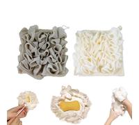 Washcloth Loofah Combo, 2 in 1 Bath Loofah Sponge, Soap Bar Loofahs, Soft Washcloth Loofah Combo with Drawstring, for Cleansing and Smooth Skin,Loofahs Cloth for Bar Soap (Gray + White)