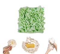 Washcloth Loofah Combo, 2 in 1 Bath Loofah Sponge, Soap Bar Loofahs, Soft Washcloth Loofah Combo with Drawstring, for Cleansing and Smooth Skin,Loofahs Cloth for Bar Soap (Green)