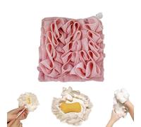Washcloth Loofah Combo, 2 in 1 Bath Loofah Sponge, Soap Bar Loofahs, Soft Washcloth Loofah Combo with Drawstring, for Cleansing and Smooth Skin,Loofahs Cloth for Bar Soap (Red)