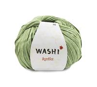 Washi de Katia es una cinta de algodon en madejas de 100 gramos y 100 metros, para tejer con agujas del 8-12 o ganchillo del 8-12. Color 141 Verde