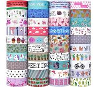 Washi - Juego de 40 rollos de cinta adhesiva decorativa para manualidades, embellecer diarios, planificadores