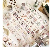 Washi Tape Scrapbooking Kit Stickers Aesthetic 6 Rollos PET Stickers Cinta Adhesiva Cinta Adhesiva Decorativa para Álbum Calendario Planificador DIY Journaling Arte DIY (Coffee Theme)