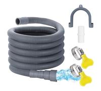 Washing Machine Drain Hose, 4.9 Ft Flexible Corrugated Washer Hoses, Universally Fit for Dishwasher or Laundry, with Adapter, 2 Clamps, U-Bend Hose Holder Included, 1 Set