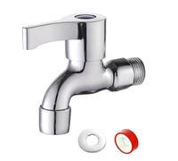 Washing Machine Faucet - 9 x 7,7 cm LeakProof Copper Faucet, Extra Long Thick Fast Opening Inlet Two Outlets | Home Washing Machine Tap For Bathrooms Showers Mops