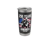 Washington Abraham Lincoln Playing Guitar 4th of July 250th Vaso térmico de acero inoxidable de doble pared