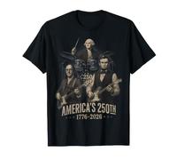 Washington Franklin Lincoln Rock Playing Guitar Bass Drum Camiseta