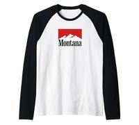 Washington Mountain Graphic Rojo/Blanco Retro Vintage Syle Camiseta Manga Raglan