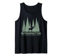 Washington The Evergreen State PNW Alce Naturaleza Amante Verde Camiseta sin Mangas