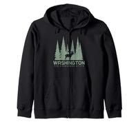 Washington The Evergreen State PNW Alce Naturaleza Amante Verde Sudadera con Capucha