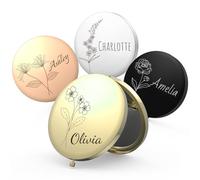 WASHNN Espejo Personalizable de Bolsillo, Mini Espejo de Doble Cara Compacto y Portátil, Esencial y Uno para Boda, Navidad o San Valentín, para Tus Amigos o Mejores Amigos.