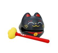 Washranp Adorno de escritorio Instrumento de percusión Zen Bloque Tambor Madera Pez Templo Encantador Golpe Juguete Seguridad Meditación Alivio del Estrés Calmante Budista Negro