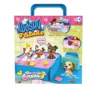 Washy Friends: Color Reveal cachorros chapoteadores con baño efervescente y 7 accesorios, 2 figuras incluidas.