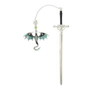 Wasise Marcapáginas de dragón - Marcapáginas de cuarta ala, marcador de libros gótico de dragón, colgante de metal vintage con borlas, marcadores divertidos para lectores, marcadores de metal de alta
