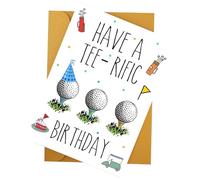 Wasise Tarjeta de cumpleaños de golf - Tarjetas de cumpleaños de golf para hombres, divertida y personalizada con temática deportiva para golfistas, tarjetas divertidas para amantes, papá, marido