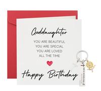 Wasise Tarjeta de cumpleaños para ahijada - Juego de tarjetas de cumpleaños religiosas de bautizo, tarjetas de cumpleaños inspiradoras para madrina, eres hermosa, especial y querida para ahijadas