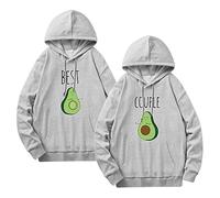 WASJMCSS Pareja Sudadera con Capucha Cartoon King Queen Hoodie Novios Novias Parejas Sudadera 1 Pieza,COUPLE2-Grey-XL