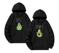 WASJMCSS Pareja Sudadera con Capucha Cartoon King Queen Hoodie Novios Novias Parejas Sudadera 1 Pieza,BEST1-Black-XXL