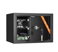 WASJOYE Caja Fuerte con Llaves, Caja de Seguridad, 19L Caja Cerradura de Llaves Para hogar/Oficina, Cajas Fuertes Convencionales para Guardar Dinero, Joya, Medicamento, Teléfono, Pasaporte, 25*35*25cm