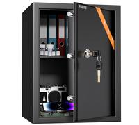 WASJOYE Caja Fuerte con Llaves, Caja de Seguridad, 49L Caja Cerradura de Llaves Para hogar/Oficina, Cajas Fuertes Convencionales para Guardar Dinero, Joya, Medicamento, Teléfono, Documento, 45*35*31cm