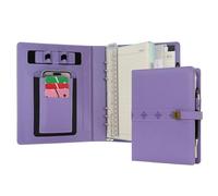 WASON A5 Cuaderno diario carpeta de cuero sintético con bolígrafo papel recargable portapapeles extraíble bloc de notas para oficina viajes escuela de planificador (Púrpura)