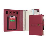 WASON A5 Cuaderno diario carpeta de cuero sintético con bolígrafo papel recargable portapapeles extraíble bloc de notas para oficina viajes escuela de planificador (Rojo)