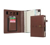 WASON A5 Cuaderno diario carpeta de cuero sintético con bolígrafo papel recargable portapapeles extraíble bloc de notas para oficina viajes escuela de planificador (Café)