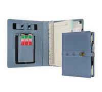 WASON A5 Cuaderno diario carpeta de cuero sintético con bolígrafo papel recargable portapapeles extraíble bloc de notas para oficina viajes escuela de planificador (Azul niebla)