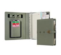 WASON A5 Cuaderno diario carpeta de cuero sintético con bolígrafo papel recargable portapapeles extraíble bloc de notas para oficina viajes escuela de planificador (Verde)