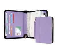 Wason Carteras de viaje A5 con Anillas y Cremallera Agenda - Cuaderno de Escritura en Cuero PU con Bloc de Notas Desmontable y Recargable, Bloc Legal para Negocios, Estudios y Viajes (Morado)