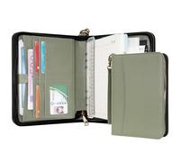 Wason Carteras de viaje A5 con Anillas y Cremallera Agenda - Cuaderno de Escritura en Cuero PU con Bloc de Notas Desmontable y Recargable, Bloc Legal para Negocios, Estudios y Viajes (Verde)