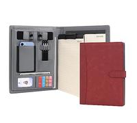Wason Carteras Portadocumentos A4 Carpeta de Cuero PU Archivos Documento Estuche con Bloc de notas y Portapapeles Extraíble Soporte de Teléfono para Organizador Oficina Viajes Escuela (Vino tinto)