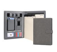 Wason Carteras Portadocumentos A4 Carpeta de Cuero PU Archivos Documento Estuche con Bloc de notas y Portapapeles Extraíble Soporte de Teléfono para Organizador Oficina Viajes Escuela (Gris)