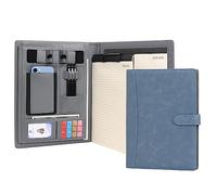 Wason Carteras Portadocumentos A4 Carpeta de Cuero PU Archivos Documento Estuche con Bloc de notas y Portapapeles Extraíble Soporte de Teléfono para Organizador Oficina Viajes Escuela (Azul)