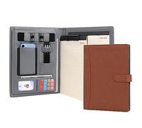Wason Carteras Portadocumentos A4 Carpeta de Cuero PU Archivos Documento Estuche con Bloc de notas y Portapapeles Extraíble Soporte de Teléfono para Organizador Oficina Viajes Escuela (Marrón)