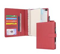 WASON Cuaderno de Cuero PU A5 con Papel Recargable, Carpeta de Anillas Extraíbles con Portapapeles, Bloc de Notas y Bolígrafo para Viajes, Negocios, Organizador de Escuela (Rojo)