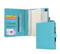 WASON Cuaderno de Cuero PU A5 con Papel Recargable, Carpeta de Anillas Extraíbles con Portapapeles, Bloc de Notas y Bolígrafo para Viajes, Negocios, Organizador de Escuela (Cian)