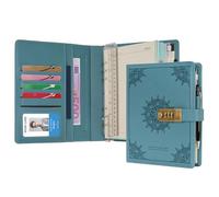 WASON Diario con candado A5 cuaderno de notas de hojas rayadas recargables planificador carpeta de escritura con bolígrafo y para ideal organizador negocios escuela y viajes(Cian)