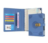 WASON Diario con candado A5 cuaderno de notas de hojas rayadas recargables planificador carpeta de escritura con bolígrafo y para ideal organizador negocios escuela y viajes(Azul claro)